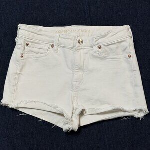 American Eagle High Rise Shortie White Cutoff Shorts 8